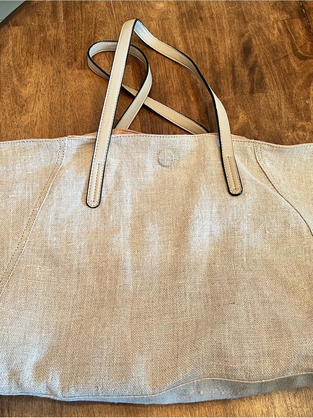 Free People Canvas Tote Bag Purse with Cream Handles